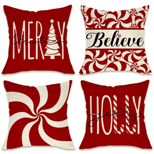 Housses de coussin d'hiver de Noël, motifs floraux rouges et verts, camion, housses de coussin de Noël pour la maison et la décoration extérieure - Product Image 3