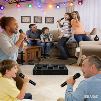 Dubbele UHF Dynamische Draadloze Microfoonmixer Ontvanger met Metalen Behuizing USB Type C Karaoke Tone Reverb Systeem voor TV Soundbar