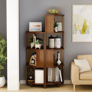 <b>Corner</b> Shelf Wood Bookcase Modern Design Space Saving Freestanding Living Room Storage <b>Cabinet</b> - Product Image 4