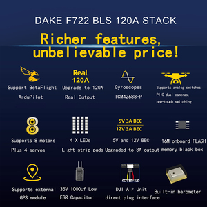 Dakefpv f722 tùy chỉnh kim loại <span class=keywords><strong>ESC</strong></span> Drone giá tốt nhất FPV Racing chuyến bay điều khiển với FC Stack hỗ trợ ardupilot betaflight - Product Image 4