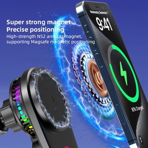 Cargador Inalámbrico Magnético Premium de 15W para Auto con Ventilador de Refrigeración Semiconductor, Luz RGB y Fuerte Imán N52 para iPhone y <span class=keywords><strong>Samsung</strong></span> - Product Image 4