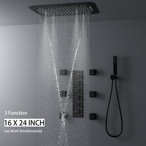 Ensemble de robinet de <span class=keywords><strong>douche</strong></span> de plafond noir mat multi-fonction salle de bain luminaires de <span class=keywords><strong>douche</strong></span> thermostatiques de luxe modernes - Product Image 2