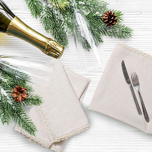 Serviettes en lin Premium 100% Confortable Réutilisable Meilleur vendeur avec motif brodé Jetable pour la maison et la table de mariage - Product Image 1