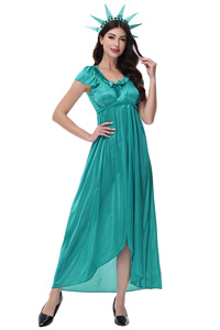 Costume de Cosplay de <span class=keywords><strong>la</strong></span> Statue de <span class=keywords><strong>la</strong></span> Liberté française et <span class=keywords><strong>américaine</strong></span> S-XL, uniforme de fête de bal masqué pour adultes, Halloween - Product Image 6