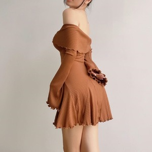 Hot Girl puro desiderio stile monospalla croce abito a maniche lunghe donna autunno e inverno nuova gonna corta a trapezio - Product Image 2