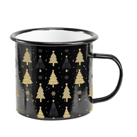 Noël européen certifié logo personnalisé imprimé Non toxique coloré bleu marbré tourbillon granit émail tasse