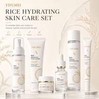 Kit de Soins de la Peau au Riz Marque Blanche 5 Pièces Niacinamide Acide Hyaluronique Céramide Éclaircissant Hydratant Nourrissant Vente en Gros