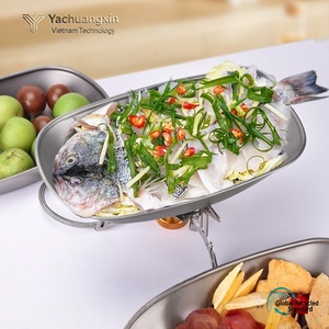 Assiette à poisson d'extérieur en titane pur, assiette à vapeur pour pique-nique, assiette à salade de fruits, assiette à légumes à fond plat pour la maison, portable - Product Image 5