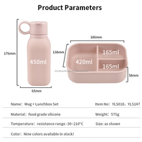 Vaisselle de qualité alimentaire sans BPA enfant en bas âge école de voyage enfants salle à manger bouteille d'eau Silicone Bento boîte à lunch bébé assiette d'alimentation