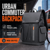 Sac à dos urbain personnalisé OEM à rabat avec poche avant zippée réfléchissante, rangement organisé et poches latérales pour les trajets quotidiens, les études et les voyages