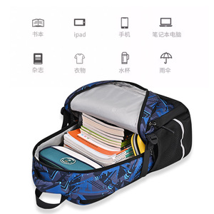 Zhi Ma Plus Backpack 15 Inches Blue Pattern School Bag For Boys Girls Unisex Student Backpack With Zipper Pocket - Product Image 4