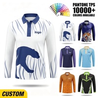 Polo à manches longues pour homme, personnalisé OEM ODM, sublimation, bleu guépard, décontracté, avec impression intégrale pour vêtements de sport