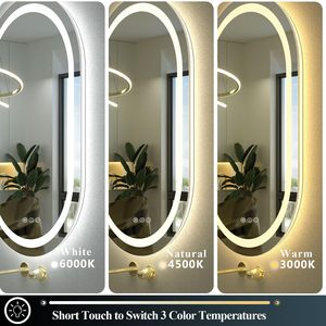 Espejo de Vanidad Inteligente con Retroiluminación LED, sin Marco, con Diseño Art <span class=keywords><strong>Deco</strong></span> para Baño, Forma de Píldora Horizontal y Vertical - Product Image 5