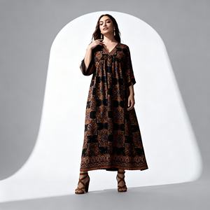 Elegante Vestido Abaya de Poliéster con Estampado Personalizado para Mujeres Musulmanas, Proveedor Mayorista, Tela de Alta Calidad, Nuevo Diseño - Product Image 2