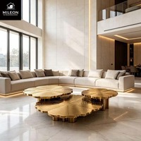 Table basse moderne créative en métal doré motif anneau d'arbre, table centrale de luxe personnalisée en acier inoxydable pour hall d'hôtel, villa, maison