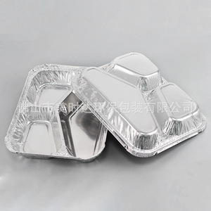 Disposable Aluminum Foil <b>Lunch</b> <b>Box</b> 750ml Three Compartment <b>Microwave</b> Safe Takeout Packaging - Product Image 4