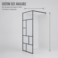 Rangka Shower Enclosure Aluminium Hitam, Panel Kaca Tempered, Pembatas Ruangan Basah, Ukuran Kustom OEM