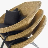 Fauteuil suspendu moderne en osier surdimensionné pour extérieur, chaise longue avec structure en acier, 4 coussins, pour jardin et patio