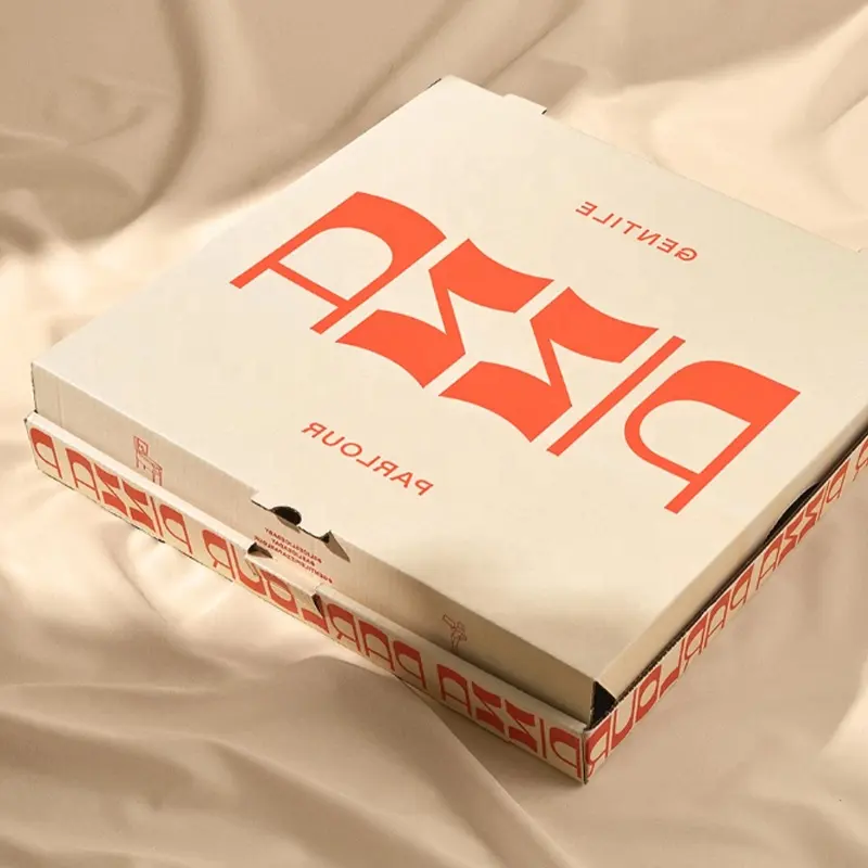 Échantillon gratuit boîte d'emballage de papier kraft ondulé de qualité de forme carrée pour pizza avec impression de logo personnalisé