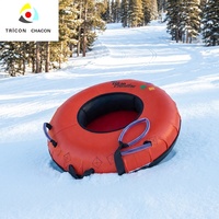 Tube à neige gonflable pour sports d'hiver, luge de ski d'extérieur, avec fond rigide en caoutchouc, housse en nylon et poignée, pour un plaisir intense