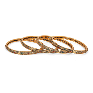 Metal <b>Bangle</b> <b>Bracelet</b> with Oxidized Look and Decorative Enamel Color Filling Elegant Kada Jewelry for Women Bridal Wedding - Product Image 2