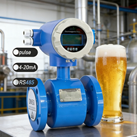 Débitmètre de bière numérique standard RS485 en PTFE, précision 0,5 %, 0,5-8 LPM, débitmètre électromagnétique en caoutchouc pour eaux usées