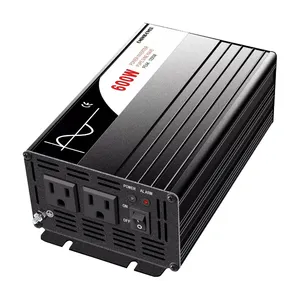 Inverter gelombang sinus murni putar 600W, Inverter tenaga surya atau Inverter Mobil 12V 36V 60V 72V DC ke AC 220V