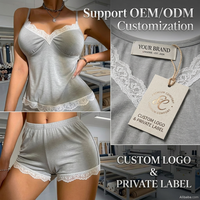 Ensemble décontracté et élégant pour femme : caraco uni avec dentelle décorative et short taille élastique, séchage rapide, idéal pour l'été – Vente en gros de luxe