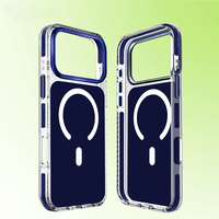 Étui de téléphone magnétique de luxe design avec boutons métalliques, coque de protection transparente antichoc en acrylique pour iPhone 15-17 Pro Max