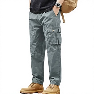 Wholesale Men's Heavyweight Plain Dyed Cotton Spandex Cargo Pants Relaxed Fit Multi <b>Pocket</b> Casual Workwear <b>Trousers</b> - Product Image 5