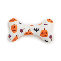 Jouet en os de chien d'Halloween Jouet en peluche en peluche rempli de coton écologique avec sondeur BB intégré