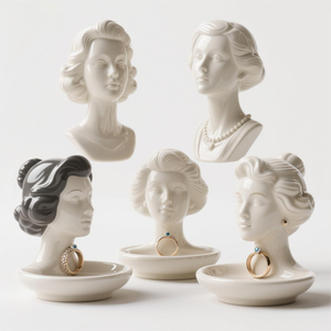 Assiette de service sculpturale 3D - <span class=keywords><strong>Visage</strong></span> de femme américaine, céramique peinte à la main personnalisée pour la décoration de table, une œuvre d'art fonctionnelle - Product Image 2