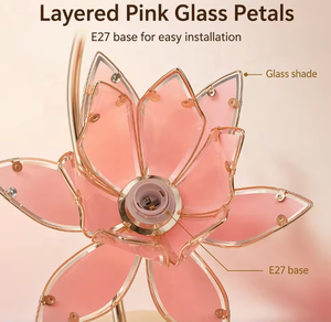 Lampe de table élégante en verre rose de 25 cm, design nouveau, cadre en métal doré, lampe d'ambiance LED, décoration pour la maison, mariage, hôtel, chambre à coucher - Product Image 6