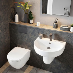 Toilette moderne de luxe en céramique de type P Réservoir encastré mural de style occidental Filigrane Bol P-Trap pour salle de bain Hôtels Parcs - Product Image 2