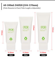 Tube souple personnalisé D40 60ml-100ml blanc écologique en PCR pour emballage de lotion pour les mains et nettoyant visage avec bouchon à clapet