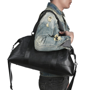 Leather Men's Commuter Handbag Large Capacity Black Solid Color Business Travel <b>Briefcase</b> Laptop Bag Soft Handle - Product Image 2