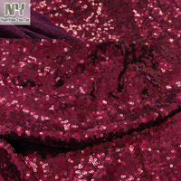 Tissu tricoté extensible Nanyee Textile en gros, couleur bordeaux rouge vin foncé, à paillettes 3MM, pour costumes et vêtements