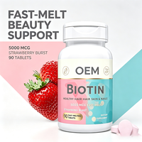 OEM Özel Etiketli Biotin Tabletleri 90 Adet 5000 MCG Çilek Aromalı Besin Takviyesi