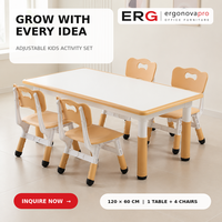 Table et 4 chaises pour enfants, modernes, détachables, réglables en hauteur, avec coins arrondis, pour la maison et la maternelle