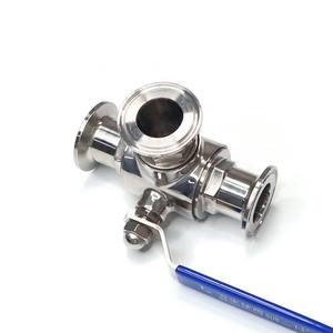 Válvula de Bola de Tres Vías de Acero Inoxidable 304 de Instalación Rápida, Tipo Abrazadera Manual Sanitaria, Conexión Rápida Tipo T, Interruptor Tipo L - Product Image 1