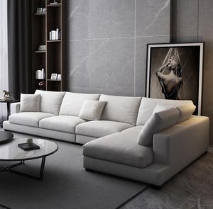 Juego de muebles de sofá de tela minimalista moderno nórdico para sala de estar, sofás seccionales de esquina en forma de <span class=keywords><strong>L</strong></span>, sofá chaise lounge de 3 y 4 plazas - Product Image 1