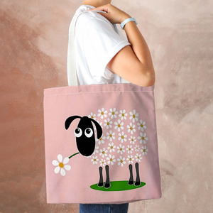 <span class=keywords><strong>Sac</strong></span> fourre-tout en toile imprimé mouton et fleurs, sacs de shopping tendance, <span class=keywords><strong>sac</strong></span> à <span class=keywords><strong>bandoulière</strong></span> de voyage pour femmes, adapté aux courses quotidiennes - Product Image 6