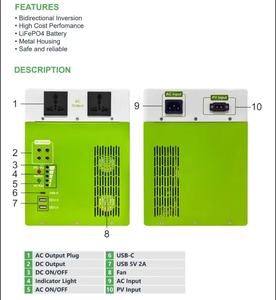 1000W 2000WH Modular Solar <b>Generator</b> Lithium Battery for Home Outdoor Portable Power Station Home Use Battery Tender 1000W High- - Product Image 5