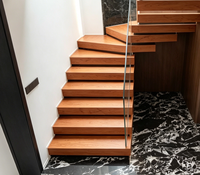 Escalier flottant sur mesure en bois massif, escalier superposé pour villa, loft, duplex, moderne, luxueux, avec garde-corps en verre, marches en pierre