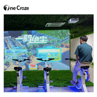 Nouveaux jeux sportifs 2024 Vélo d'exercice dynamique VR AR avec projecteur vidéo Jeu de projection interactif Simulateur de cyclisme