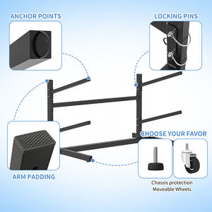 Gemakkelijk te transporteren commerciële meubels voor buitengebruik, compacte, stevige 2-laags gietijzeren kajakstandaard met dekwielen - Product Image 5