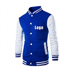 Veste de sport respirante personnalisée pour homme SPARKWELL INDUSTRY, bleu et blanc, manches unies, fermeture éclair sur le devant, style preppy, automne - Product Image 1