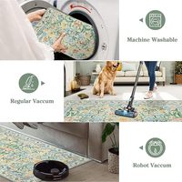 Tapis lavables Vintage moderne neutre petit tapis vert haut trafic tapis pour salle à manger salon chambre ferme