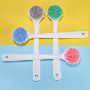 Silicone Bath Brush Oval Shape With Handle For Back Massage And Shower Use - Product Image 2