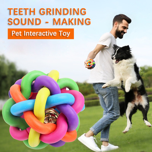 Juguete Masticable para Perros con Sonido Colorido, Bola de Goma Ecológica con Campana Tejida, Estilo Casual y Lindo, Alivio de la Ansiedad, Duradero para Jugar a Diario - Product Image 6